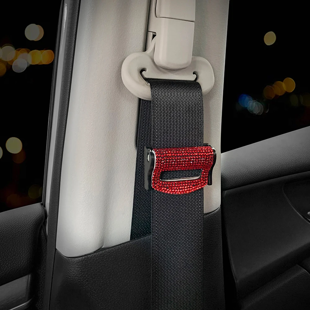 2PCS Universal Car Safety Seat Belt Buckle Clip Seat Belt Stopper Car Fixing Clips Bling Assessoires For Woman Seat Belt Clip Seat Belt Stopper Car Seat Belt Accessory