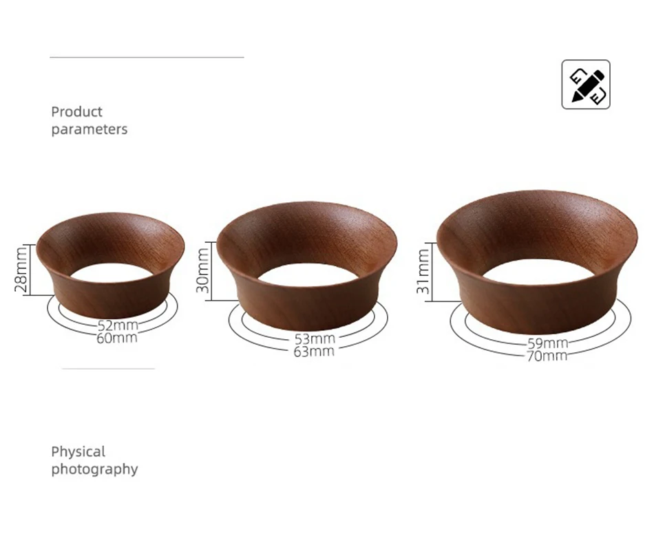Description Picture 6 of item51/58mm Coffee Dosing Cup Walnut wood Espresso Dosing Funnel Brewing Bowl Portafilter Dosing Ring Coffee Accessories