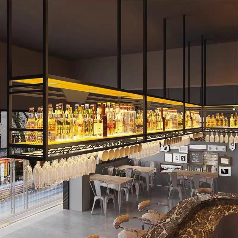 Luxury Alcohol Cocktail Commercial Liquor Showcase Bar Wine Cabinets Modern Zero Living Room Table Space Saving Wine Rack