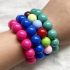 Cute Sweet Colorful Acrylic Big Bead Chunky Bracelet Fluorescent Hand Beaded Simple Bangles Summer Spring Jewelry Accessories 6