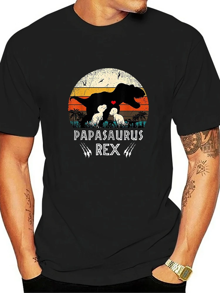 Papasaurus Rex T-shirt For Dad Men's Retro Dinosaur Father's Day_voghion.com
