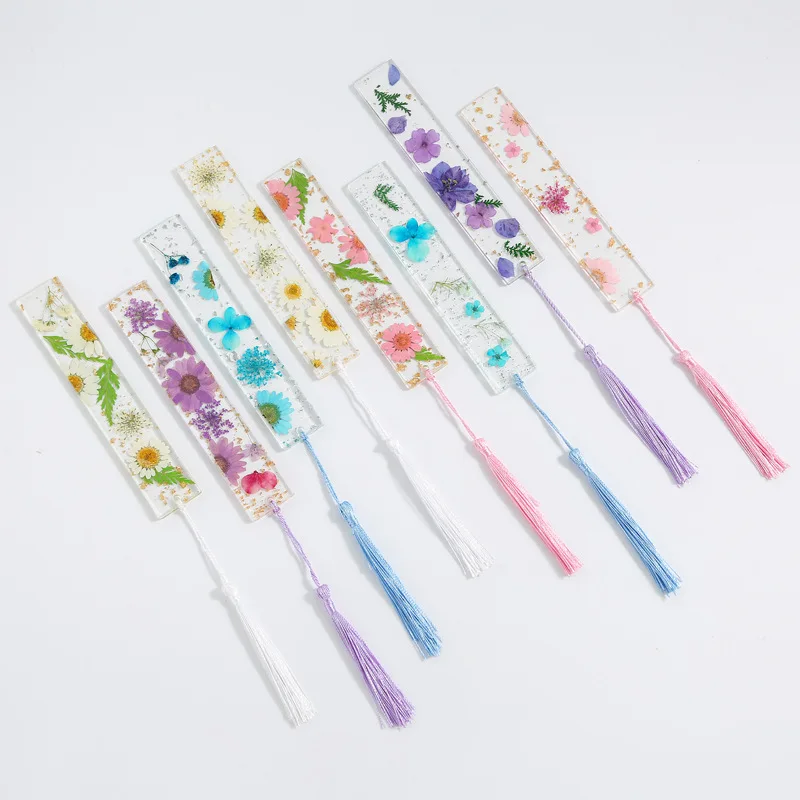 Creative Floral Painting Bookmark Epoxy Dried Flower Tassel for Mother's Day Teachers Day Gift