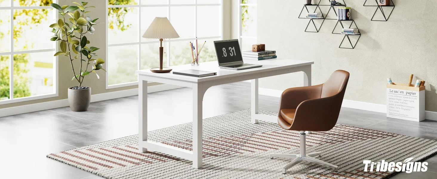 Computer desk setup with multiple monitors