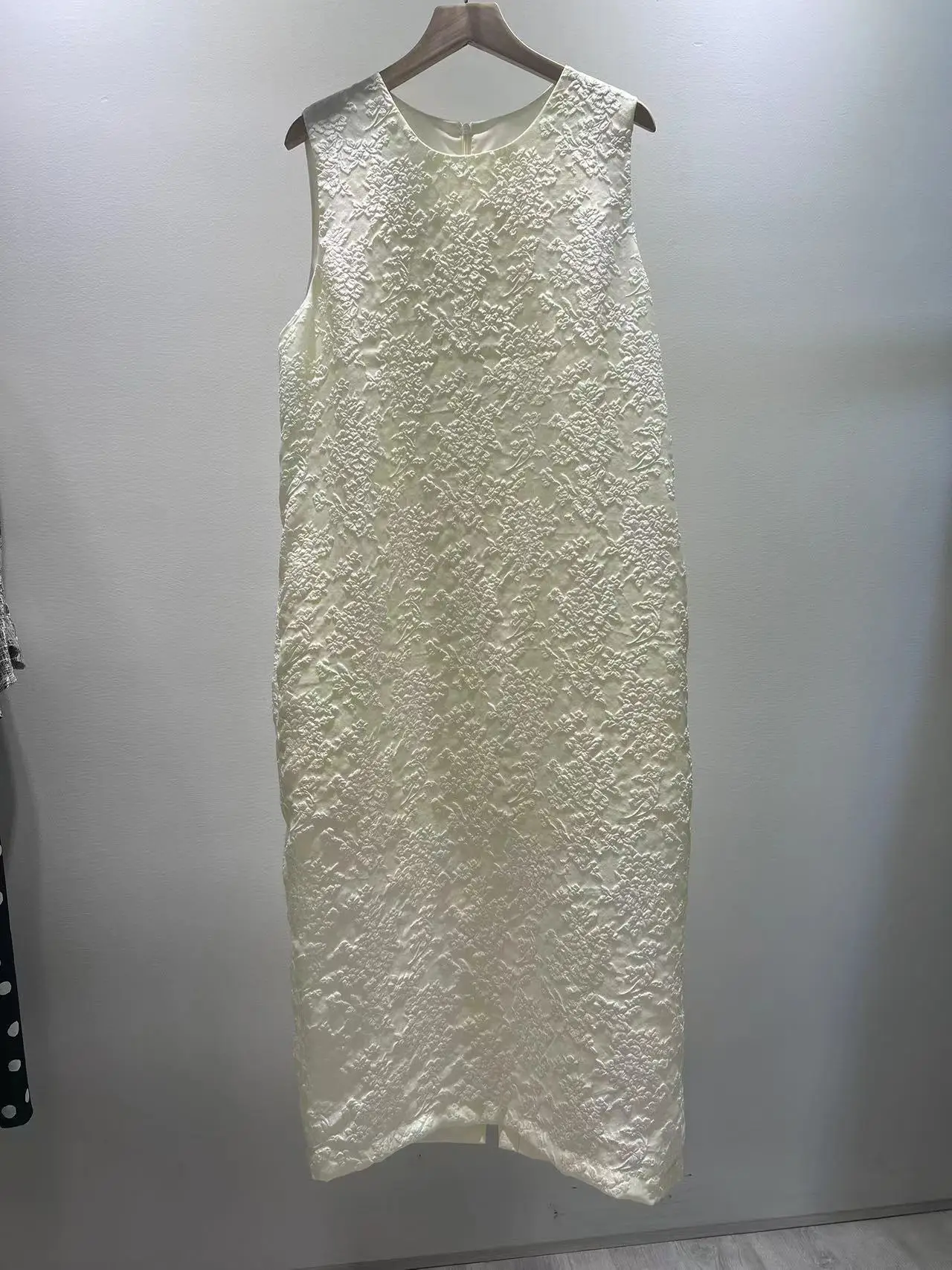 

Женское жаккардовое платье без рукавов, трапециевидная юбка из шелка тутового шелкопряда с круглым вырезом, Летняя женская одежда