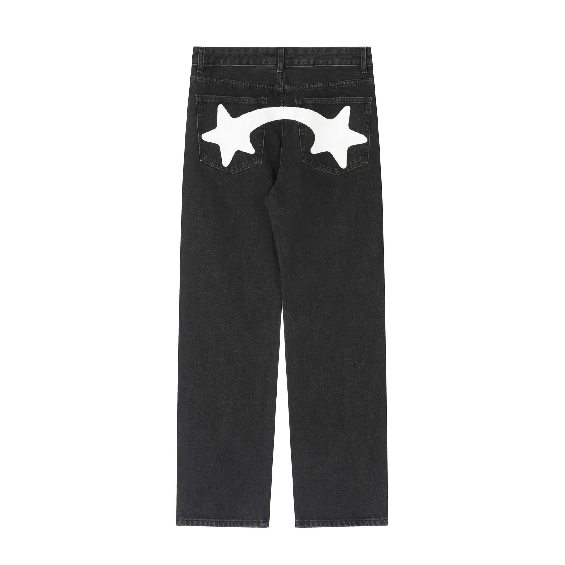 Letter Printed High Waisted Jeans Men Vintage Hip-Hop Baggy Denim Pants Clothing Casual Straight Tube Wide Red Ear Embroidery 23