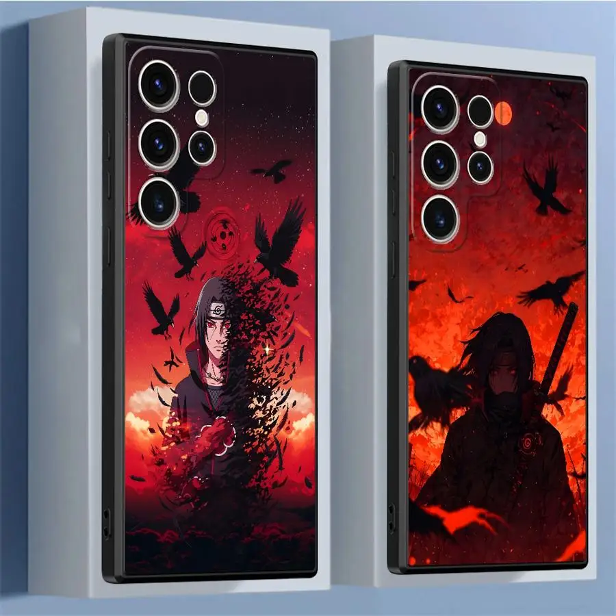 Black Soft Phone Cover Case with Handsome Red Uchiha Itachi Design