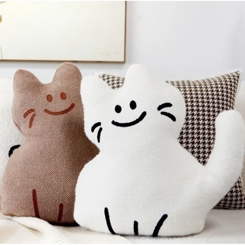 45cm Kawaii Cat Plush Toy Soft Stuffed Simple Ins Style Animal Pillow Doll Christmas Gift for Children Home Decoration