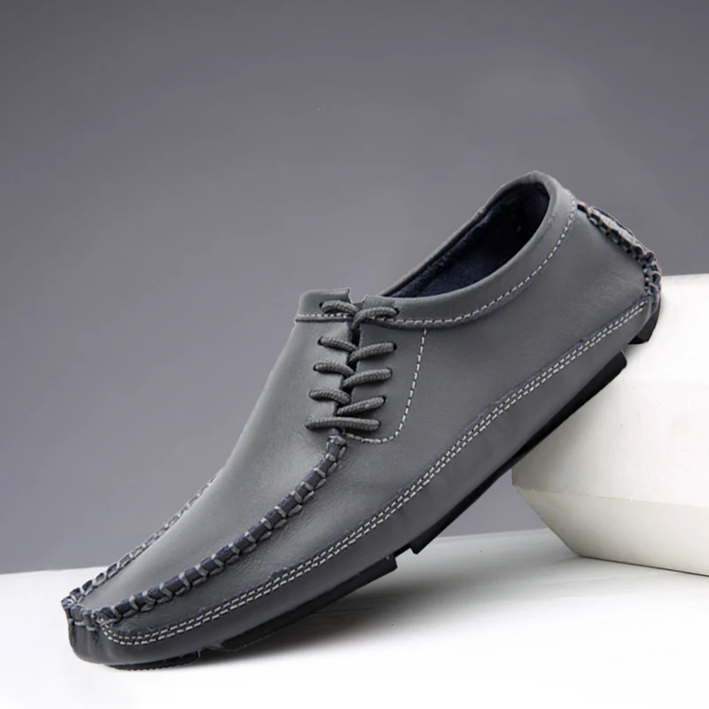 

Men's Leather Shoes Nice New Brand Casual Leather Shoes Skórzane Buty Na Co Dzień Non-slip Black Middle-aged Men's Leather Shoes