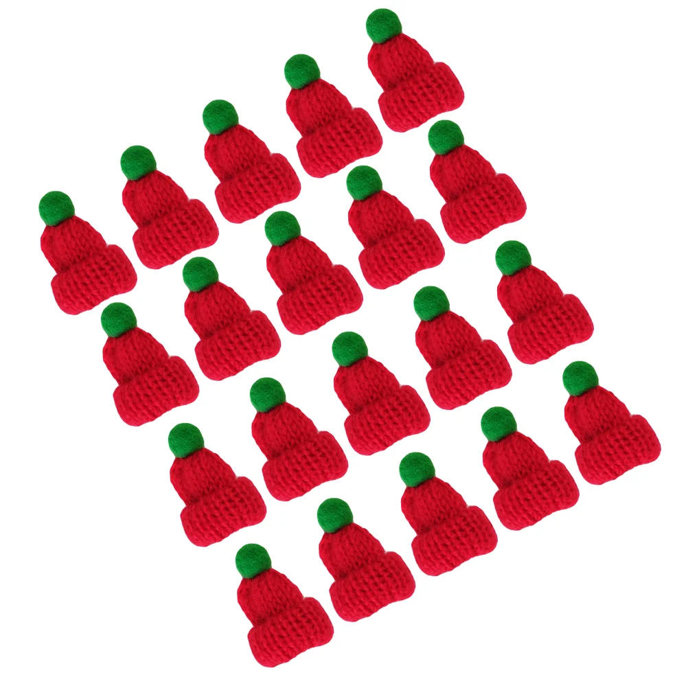 

Mini Christmas Hats Santa Ornaments Bottletree Hat Crafts Tiny For Cover Covers Knitting Knit Doll Claus Embellishment