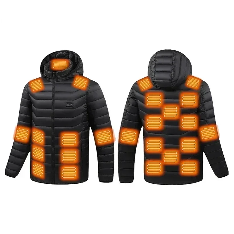 21 Areas Heated Jacket Men's USB Electric Smart Hooded Coat Self-heating Clothes Men Casual Ski Cold-proof Thermal Padded Jacket 6