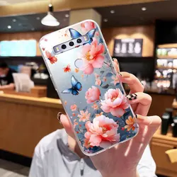 Luxury Shockproof Clear Soft Silicone Phone Case with Flower Design for TCL 10L (TM2826)