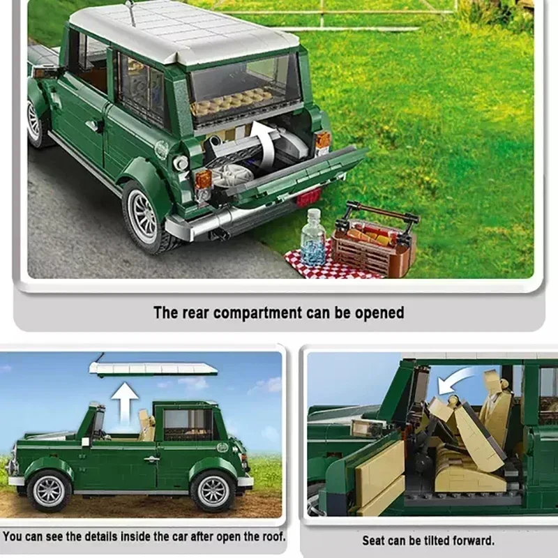 1267 Technical Mini Cooper Creator Expert Compatible 10242 DIY Building Blocks Bricks Classic Car Model Kids Gift Toys 4