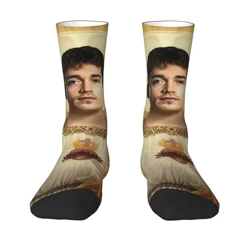 Saint Leclerc Charles Jesus Calzini Da Uomo Unisex Fun 3D Printing Monaco Formula One Driver Dress Socks