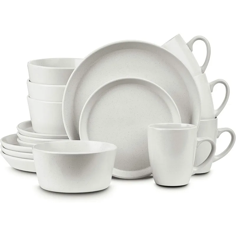 Современная керамовая посуда с 16 частями круглой посуды, тарелки и миски, блюдо для 4