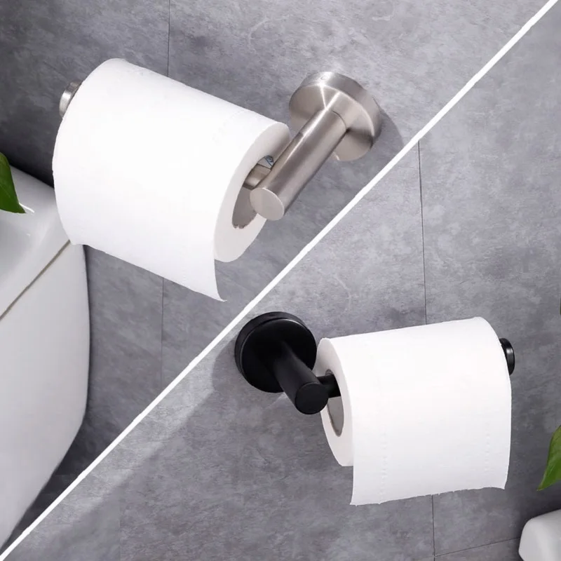 Toilet Paper Holder Toilet Paper Rack Toilet Roll Holder Tissue Holder No Drill Toilet Paper Holder SUS304 Wall Mount Punch Stainless Steel Towel Bar Ring Tissue Roll Dispenser For Bathroom Kitchen