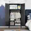 2 Door Metal Wardrobe Storage Cabinet with Hanging Rod and 2 Freely Adjustable Shelves Kids Tall Metal Armoire Closet for Kids 2