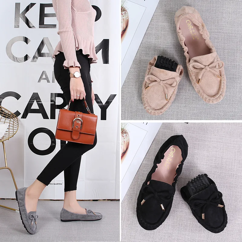 

Женские мягкие универсальные туфли для вождения, черные туфли на плоской подошве, модные повседневные кроссовки с круглым носком и бантом, под платье, 2024 B