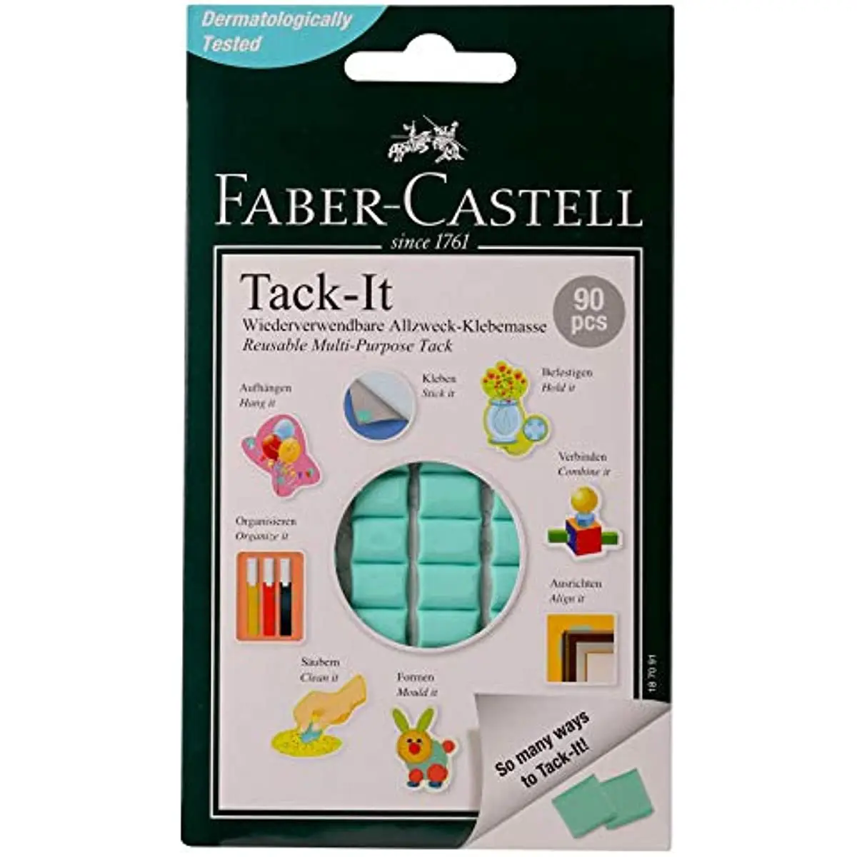90Pcs Faber Castell Tack-It 다목적 접착제 Tacky Putty, 가정, 사무실 및 학교용 무독성 재사용 가능 및 탈착식 접착제