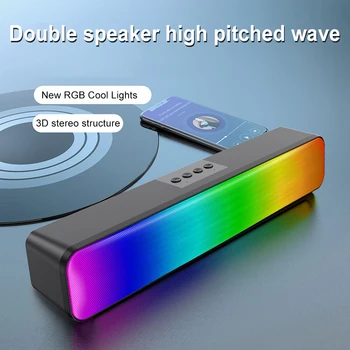 RGB Wireless Speaker Bluetooth HiFi Portable Voice Box For Desk Computer Subwoofer Home Movie Surround Sound Bar Audio Speaker 2