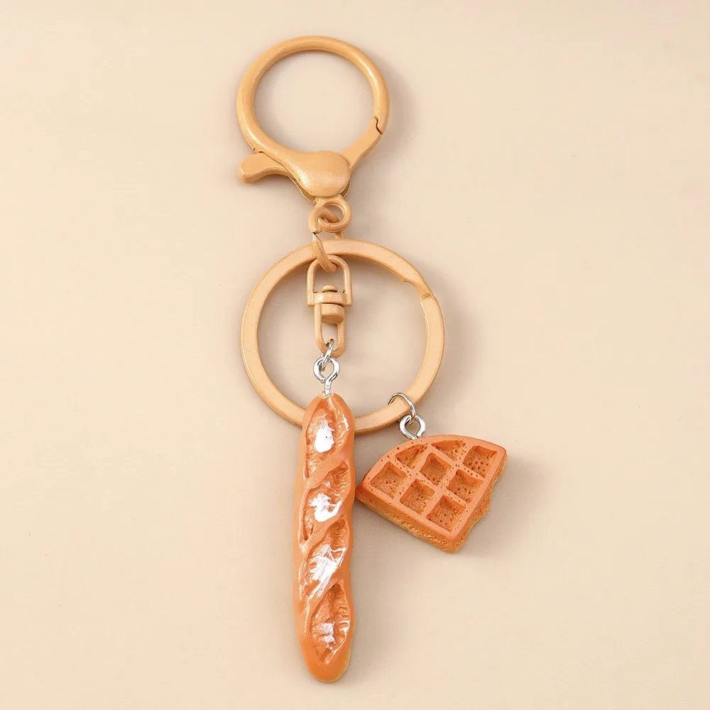Aihua Niedlicher Simulations-Schlüsselanhänger aus Kunstharz, Eierkuchen, Waffel, Croissant, Brot, Schlüsselanhänger für Frauen, Mädchen, Kinder, Handtaschenanhänger, DIY-Spielzeug – Detail 7