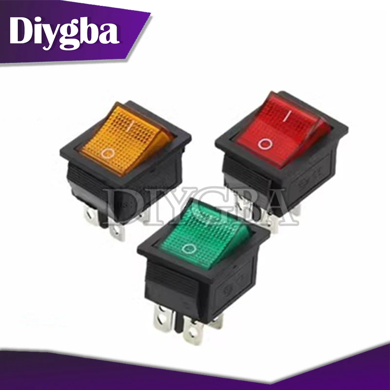 1 шт./партия, переключатель питания KCD4 4pin с подсветкой 25x31 мм 20a 125 В переменного тока 16a 250 В переменного тока 25x31 25*31