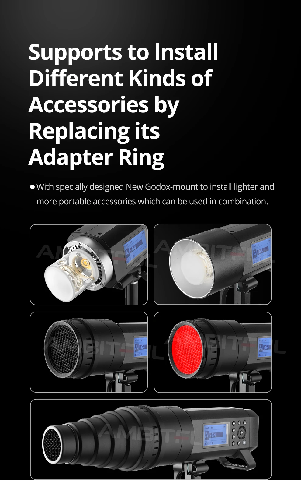 Godox 400W AD400 Pro WITSTRO All-in-One Outdoor Flash AD400Pro Li-on Battery TTL