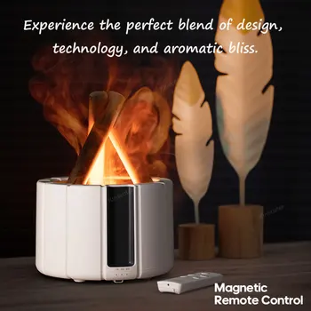 KINSCOTER Simulated Flame Aroma Diffuser Bonfire Air Humidifier Ultrasonic Cool Mist Maker Fogger LED Essential Oil Lamp Difusor 2