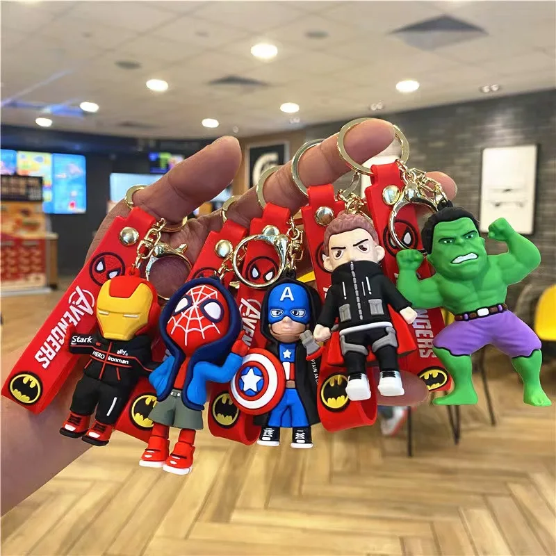 

Брелок Avengers, мультяшная кукла, супергерой, брелок для автомобиля, двойной брелок, подарок
