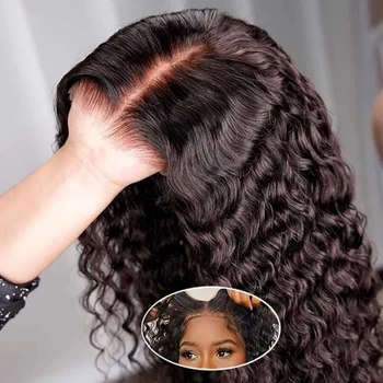 5x5 Glueless Wigs Human Hair Ready To Wear Deep Wave 13x4 13x6 Hd Lace Front Human Hair Wig Transparent Water Wave Curly Wigs 1