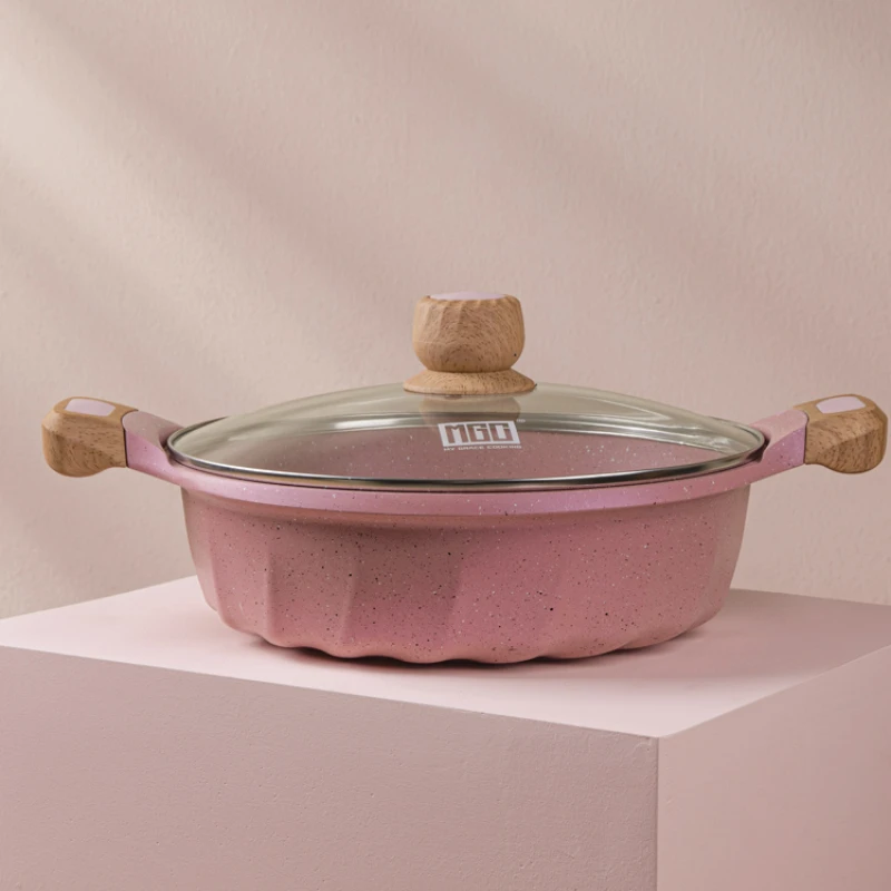 Medical Stone Non Stick Deep Frying Pan Hot Pot Household Special