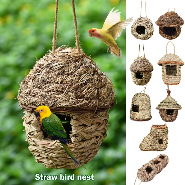 Grass Bird Hut Natural Handmade Straw Birds Hanging Birds House