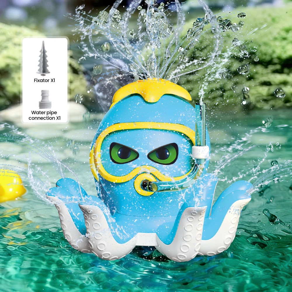 outdoor Water Toy Baby Bath Toys Cartoon Squid windmill Sprinkler Rotating Spray Garden Yard  Fun Games Toys for Kids boys girls — view 3