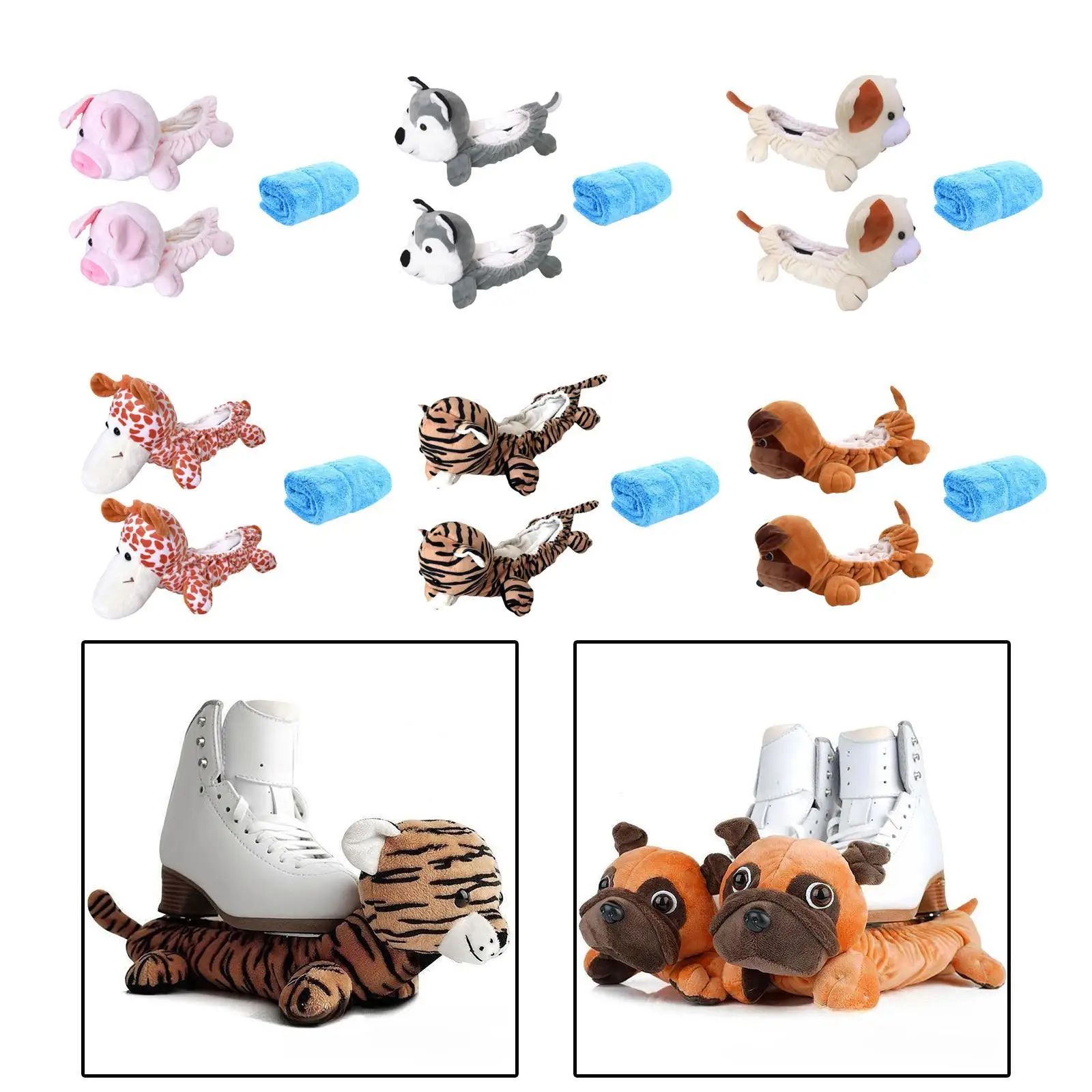 Ice Skate Blade Protectors, Plush Covers for Men And Women, Includes Towel, Ideal for Ice Skates