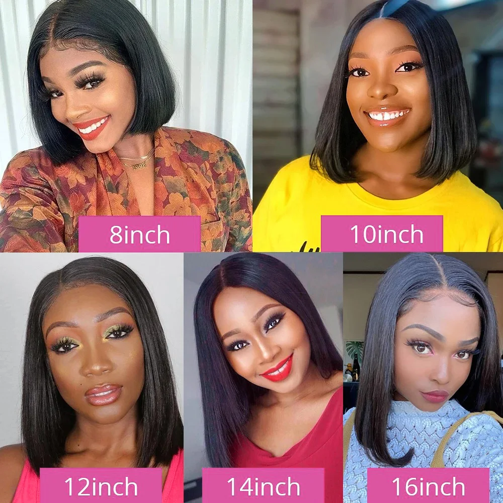 Bone Straight Bob Wig Human Hair 13x4 Lace Wigs HD Transparent Lace Human Hair 4x4 Short Wig Pre Plucked 200% Density For Women 5