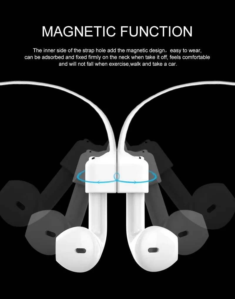 Soft Silicone Anti Lost Magnetic Rope Earphones for Apple Airpods 2 1 3 Air Pods Pro Bluetooth Wireless Headphone Earbuds Strap