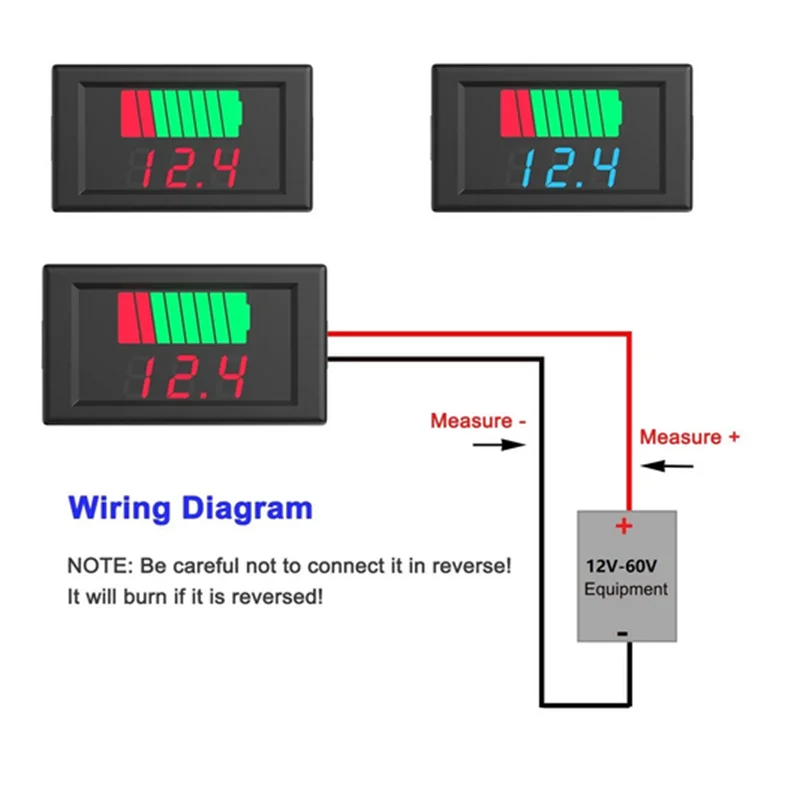 Battery Tester 12V 24V 36V 48V 60V Car Battery Charge Level Indicator Lithium Battery Capacity Meter Display LED Voltmeter