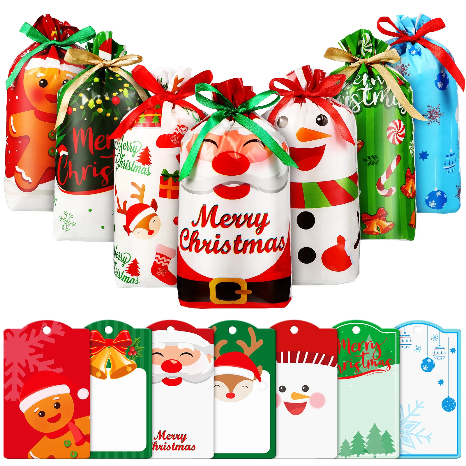 

Snack Bag Chrismas Gift Bags Colorful Plastic Candy Christmas Giftbags Treat Blessing
