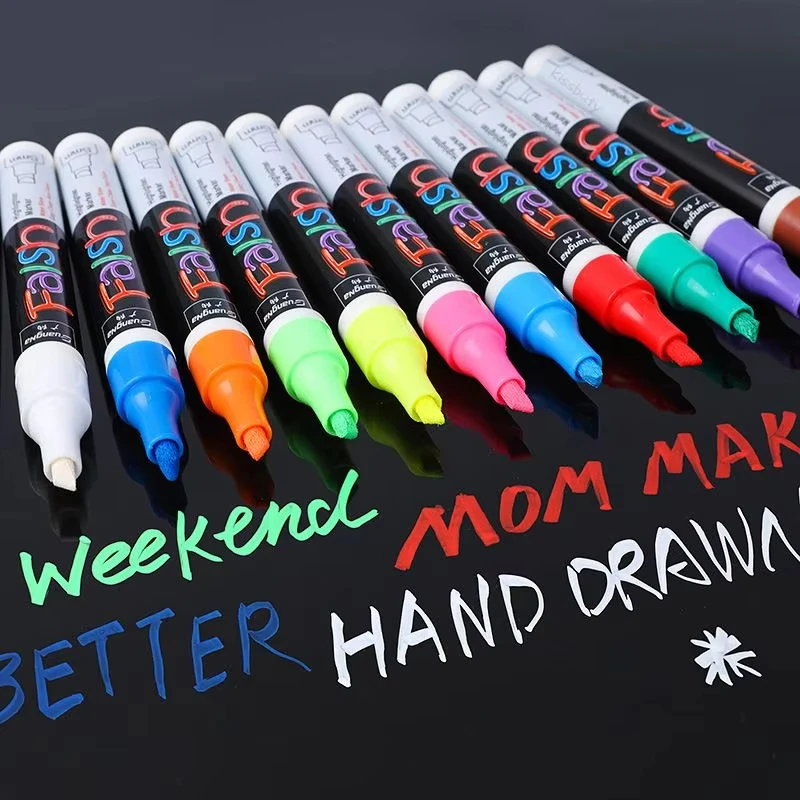 New 8/12 Color Erasable Multi Colored Highlighters Liquid Chalk Marker Pens For LED Writing Board Glass Window Art Marker Pens