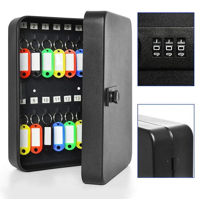 Combination Key Cabinet 20 Key Hooks Locking Key Organizer with Key/Code Lock Storage Lock Box Key Security Box For Home Office 3