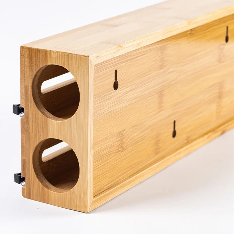 Bamboo Fresh Wrap Cut Box Wall-mounted Aluminum Foil and Plastic Wrap Foil Cutter