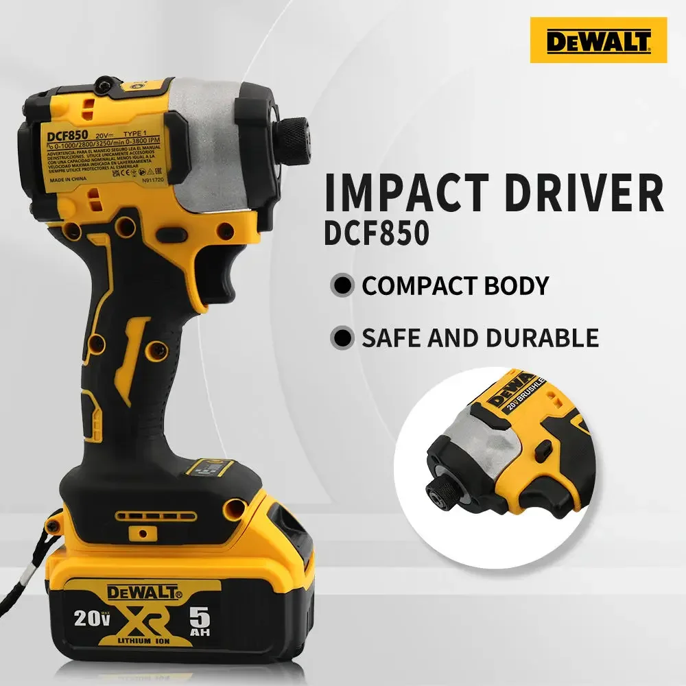 DEWALT Impact Driver 205NM Brushless Cordless Screwdriver 20V Battery Rechargeable Electric Impact Drill Power Tools 850