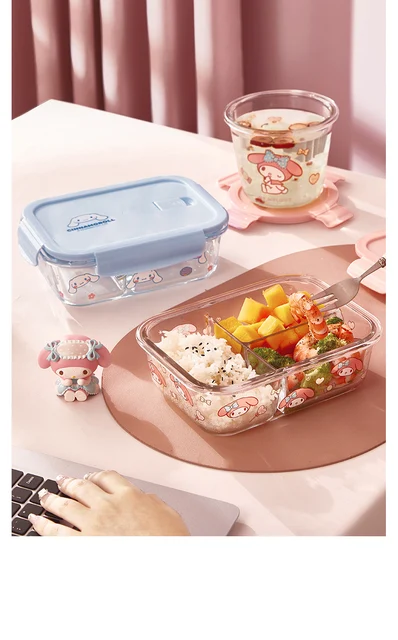 Cute Kawaii Cinnamoroll Inspired Divided Meal/ Food Glass Container wi –  PeachyBaby