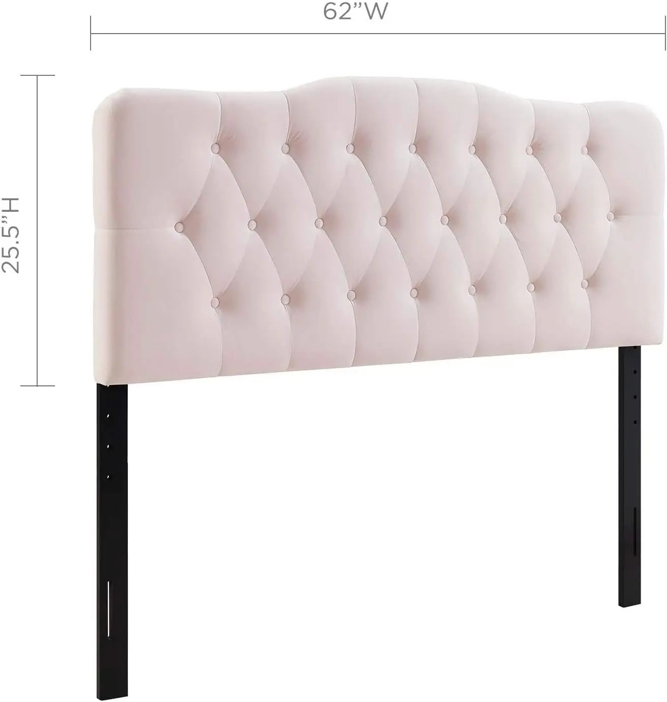 USA Annabel Diamond Tufted Performance Velvet Queen Headboard in Pink