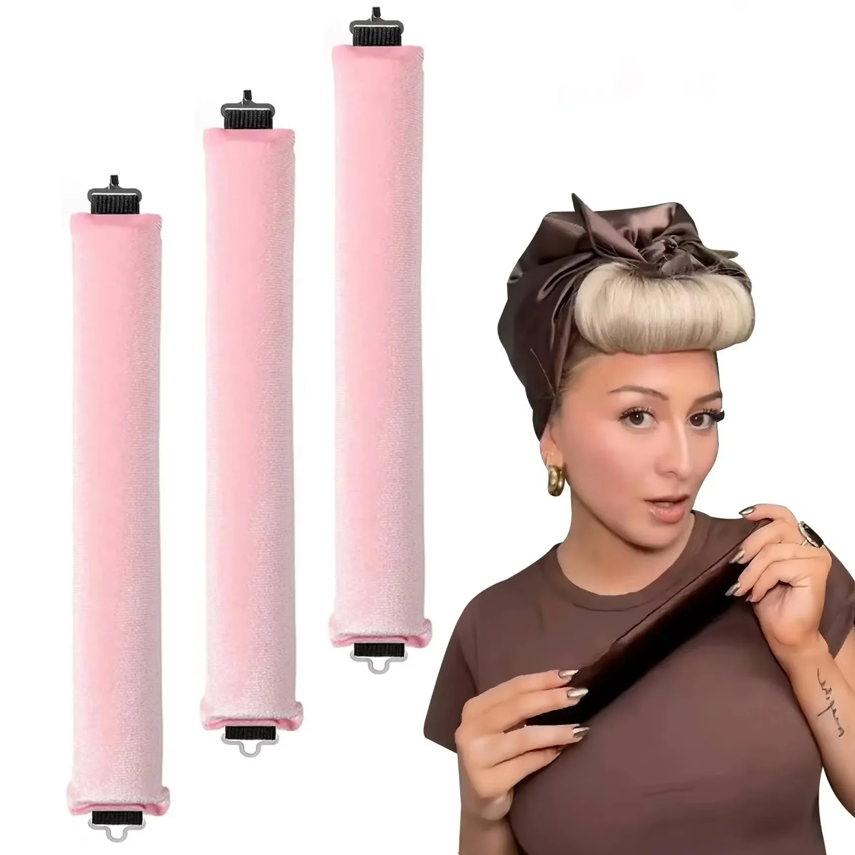 Heatless Hair Curlers Curling Rod Headband No Heat Hair Rollers Hook Sleeping Soft Flexi Rod Styling Tools