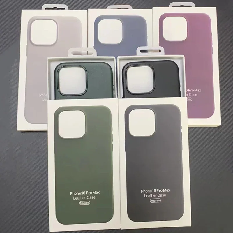Original For Apple Leather With Magsafe Case For iPhone 16 Pro Max 16 Plus Case Wireless Charging Magnetic Cover 16Pro With Box