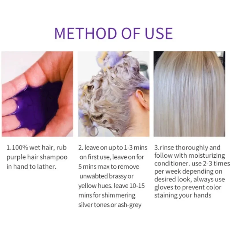 Purple Shampoo Blonde Platinum Bleached Silver Gray Remove Yellow Tones Brassiness Shampoo Nourishing Beauty Care 5