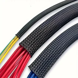 Flexible Black Pet - Resistant Braided Wire Sleeve - 10m/32.8ft Cable Protection Cover - 10m