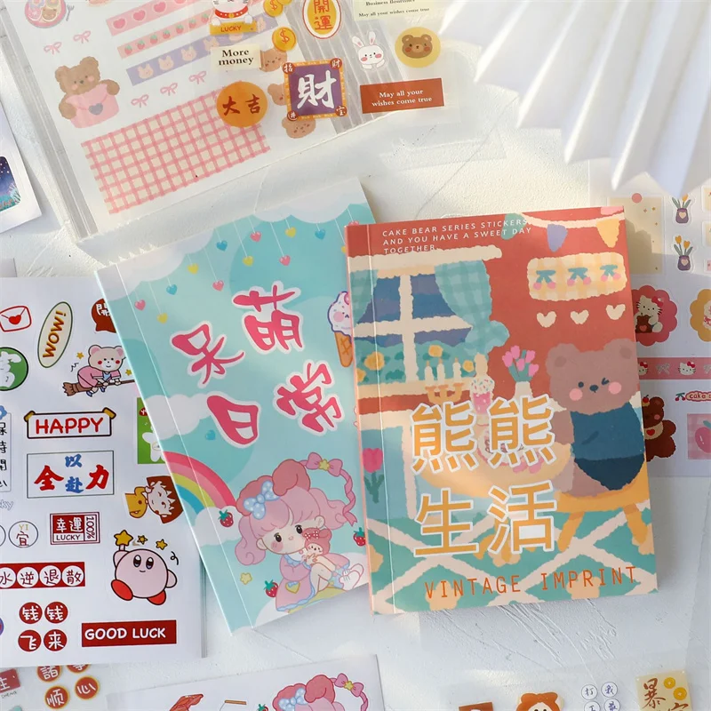

8 set/lot Cartoon Bear Animal Girl Stickers Set Cute Decorative Stationery Sticker Scrapbooking DIY Diary Wholesale Stick Label