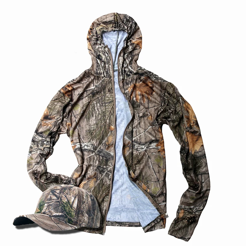 Bionic Camo Ice Silk Cardigan Long Sleeve Fishing Clothing Men Summer  Hooded Sun Protection Clothes Bird Watching Hunting Shirt - AliExpress