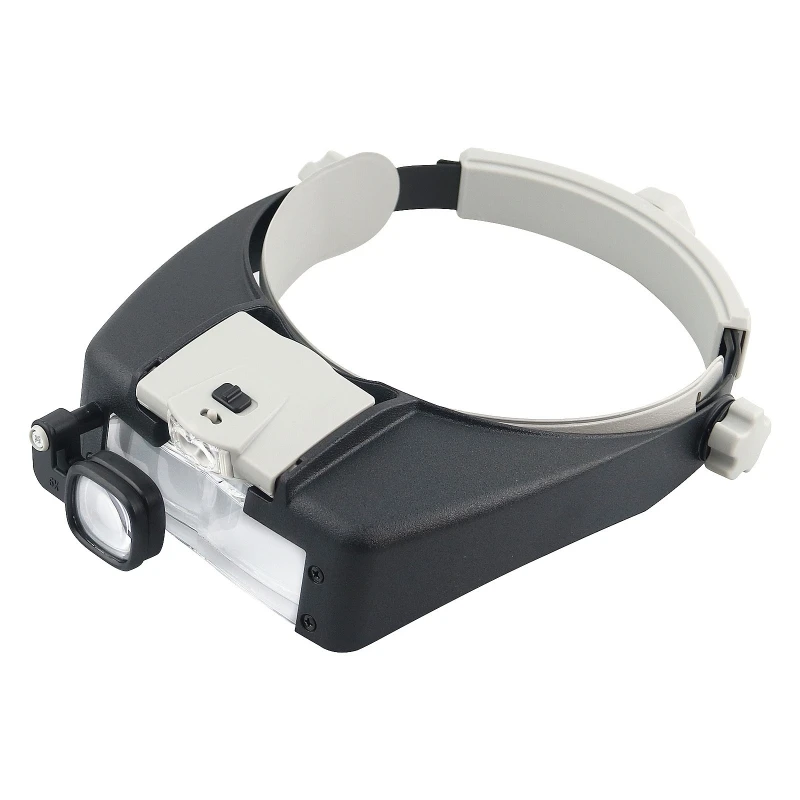 LED Head Magnifier,Hands Free Headband Glasses with 2 Led,Professional  Jeweler Loupe